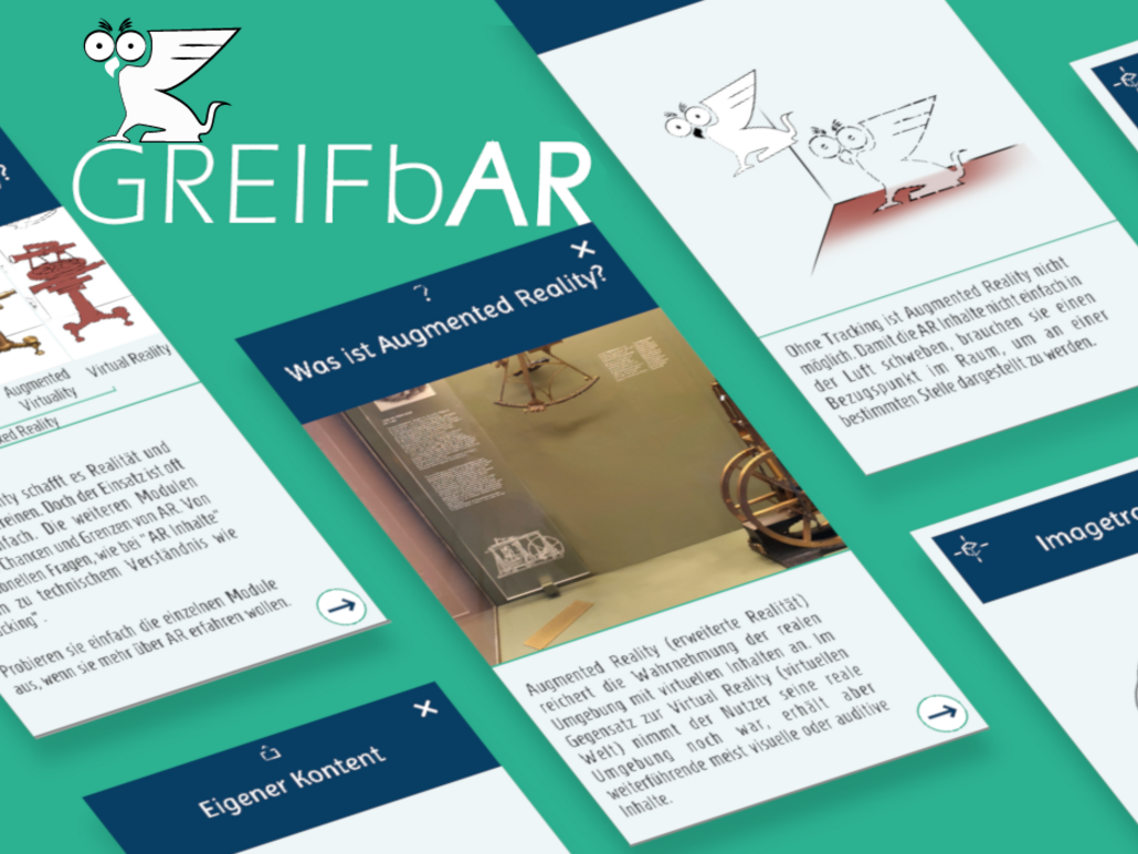 Logo und Screens der App GREIFbAR.