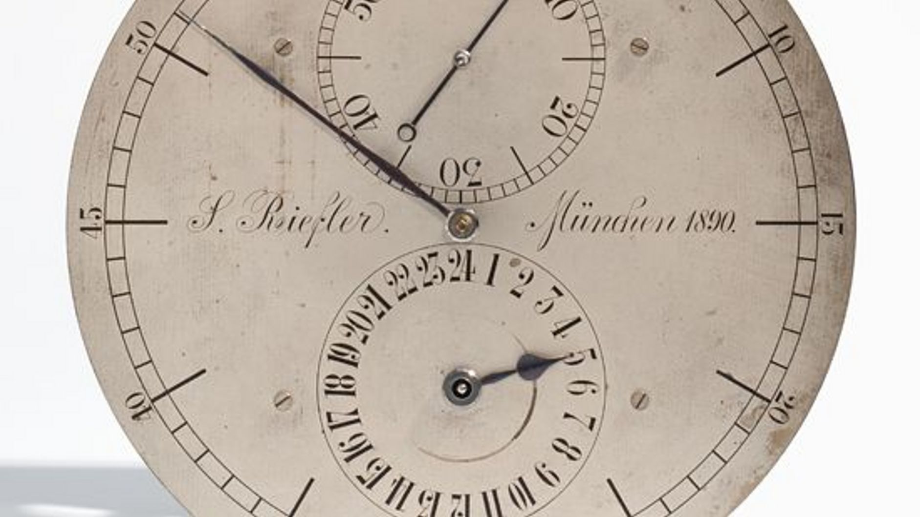 Zifferblatt der Uhr Nr. 1 von Sigmund Riefler.