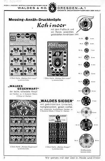 Scan: Katalog der Koh-i-noor Metallwarenfabriken Waldes & Ko. Dresden 1934 (Auszug). Deutsches Museum, Archiv, Firmenschriften FS 506431.