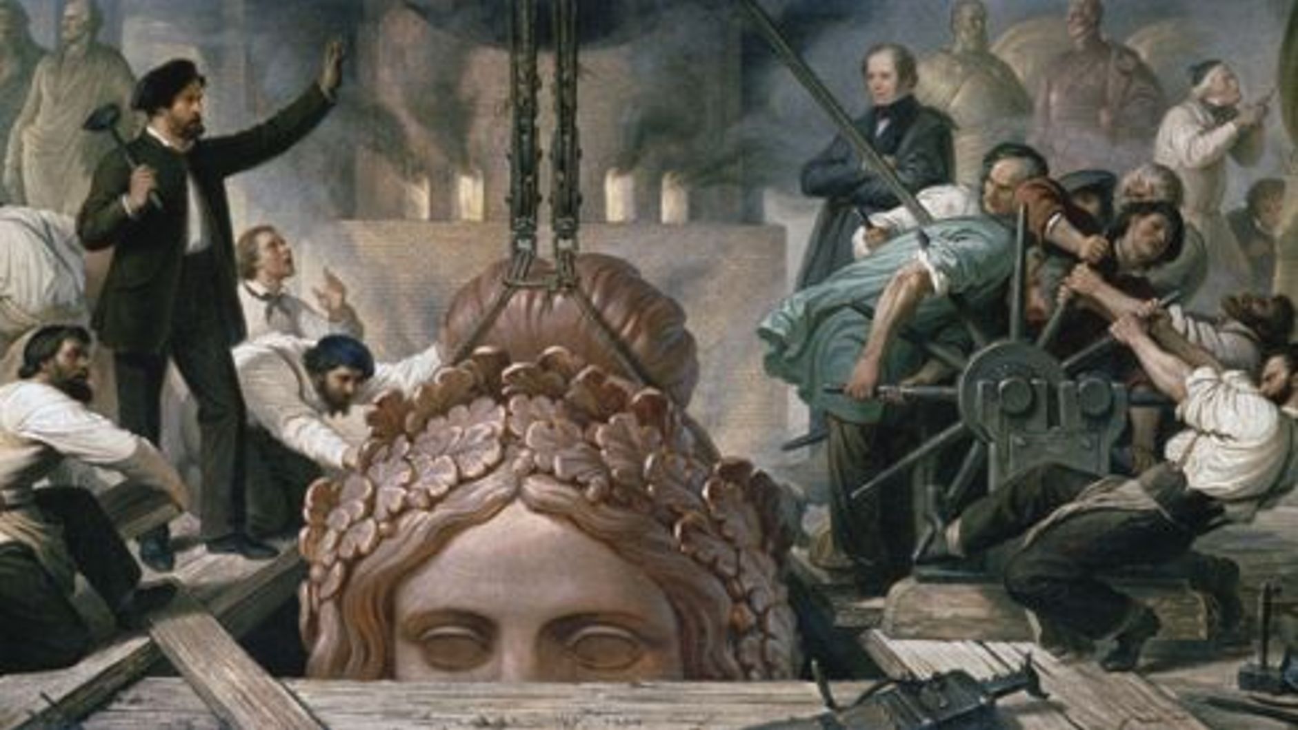 Ölgemälde von Wilhelm Kaulbach zeigt den Guss der Bavaria.