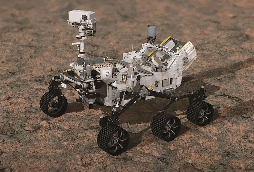 Mars-Rover Perseverance (Grafik) auf dem Mars.