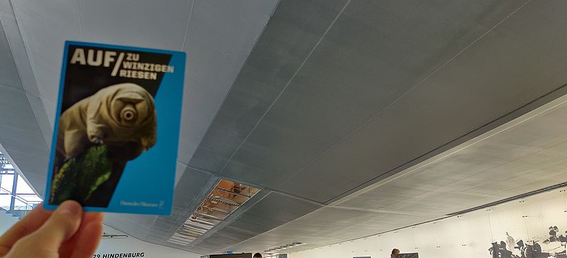 Eine Karte des Deutschen Museums mit Bärtierchen im Zeppelin Museum.