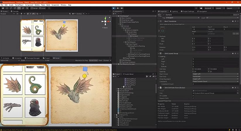 Screenshot des Prototyps von Museum Monsters.