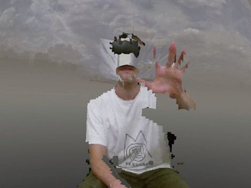 Alexander Degner im virtuellen Raum der XR-Installation.
