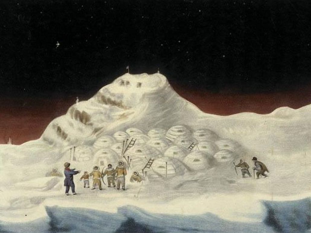 Englische Forscher schließen Freundschaft mit den Inuit.