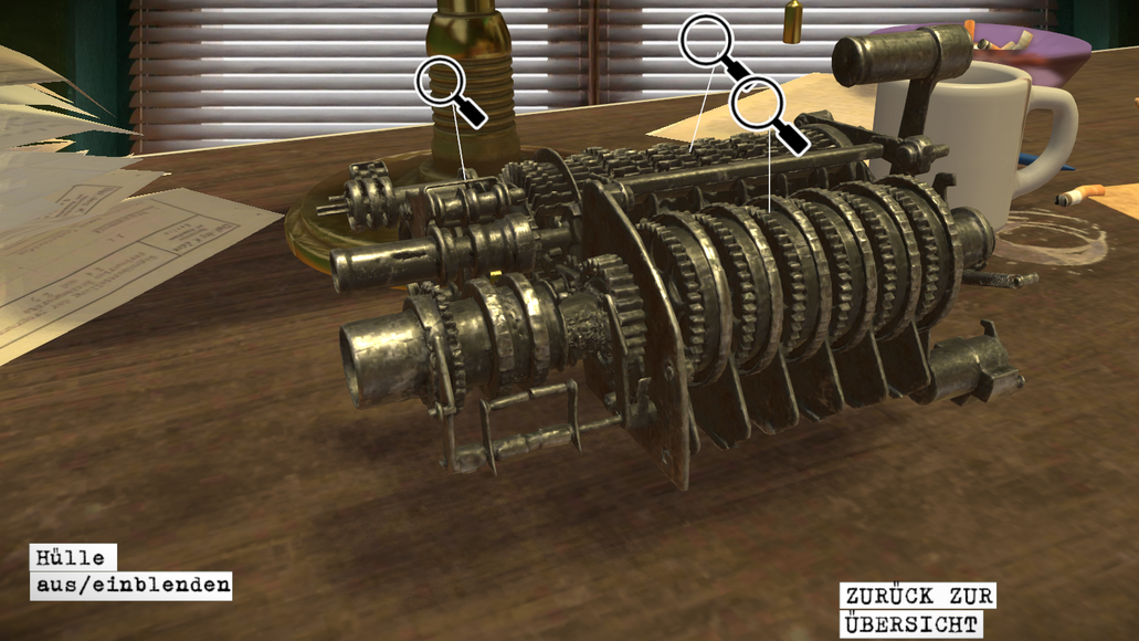 Die Walze eines Schlüsselgeräts liegt auf einem Tisch.