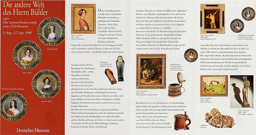 Flyer zur Sonderausstellung "Die andere Welt des Herrn Bühler" 1998.
