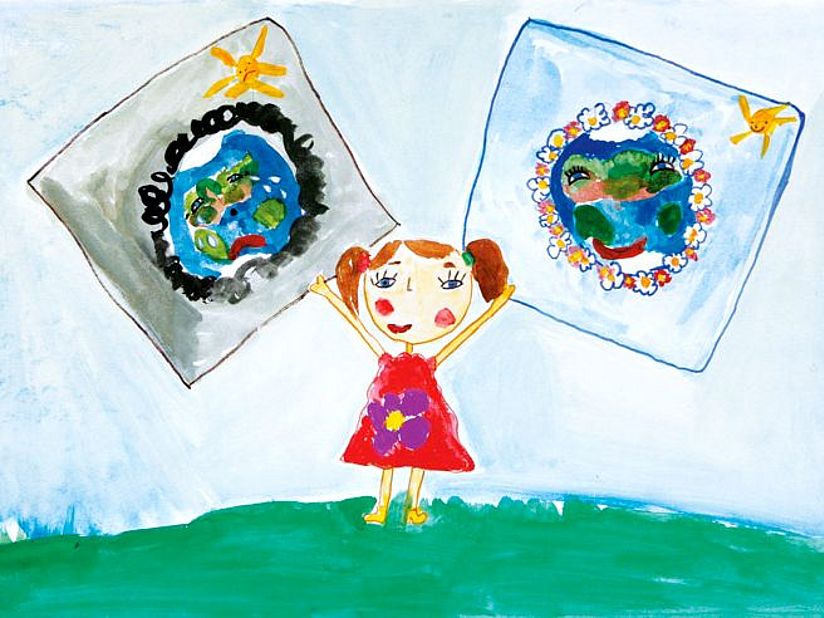 Ludmila Balovneva, 9 Jahre alt, hat den Klimawandel gemalt.