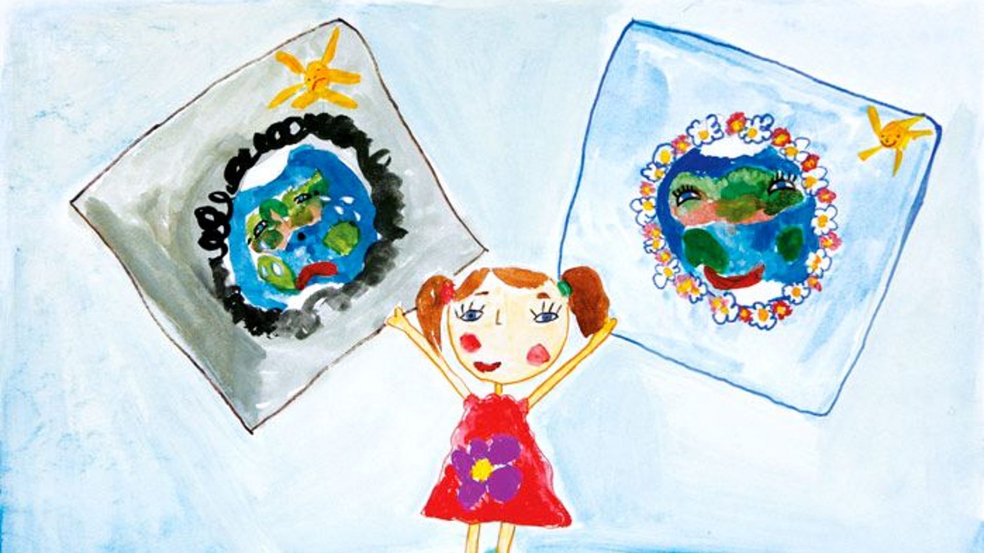 Ludmila Balovneva, 9 Jahre alt, hat den Klimawandel gemalt.