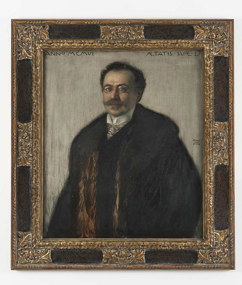 Franz von Stuck: Leo Graetz, 1906, Öl auf Leinwand mit Fischgrätstruktur, 111 x 98,4 cm (mit Rahmen), DMA, PT 10246.
