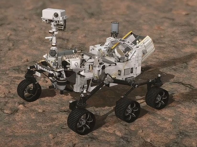 Mars-Rover Perseverance (Grafik) auf dem Mars.