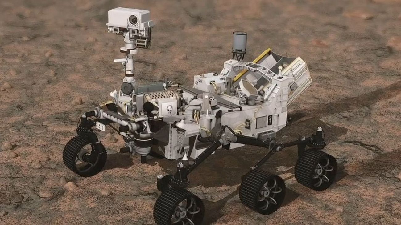 Mars-Rover Perseverance (Grafik) auf dem Mars.