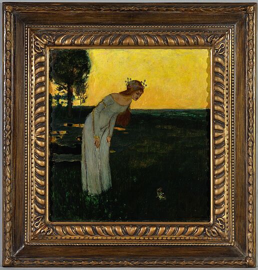 Foto des Gemäldes "Das Märchen vom Froschkönig" von Franz Stuck, Öl auf Holztafel 1891. Deutsches Museum, Inventar-Nr. 1995-222.