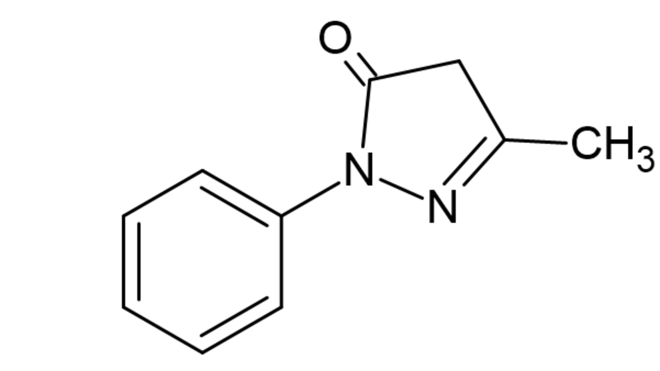 Reaktionsgleichung zur Herstellung eines Pyrazols aus Phenylhydrazin und Acetassigester, anhand von Strukturformeln dargestellt.