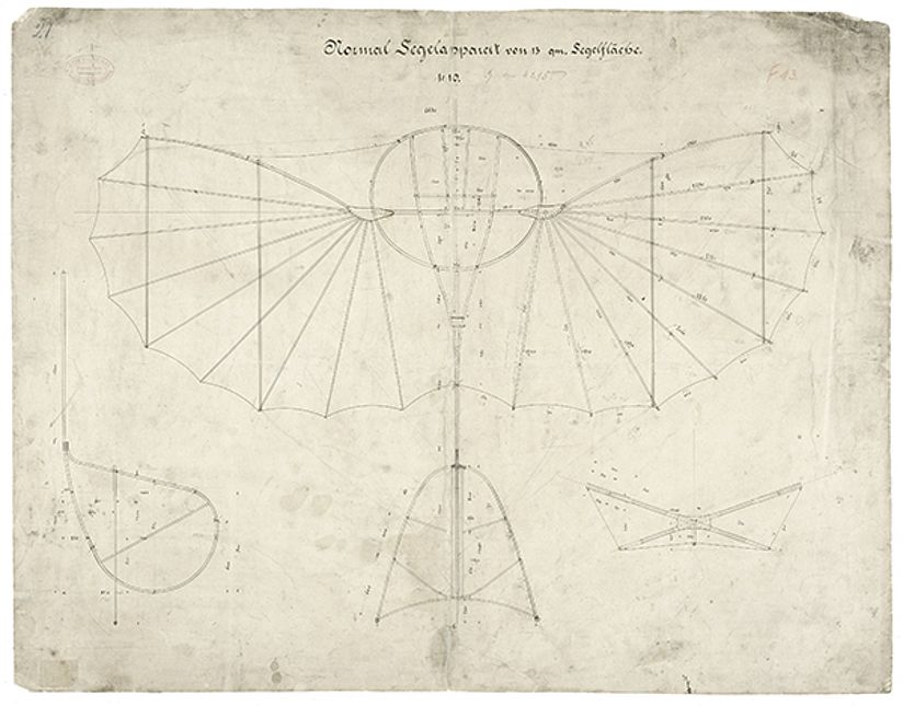 Original-Werkstattzeichnung von Otto Lilienthal .