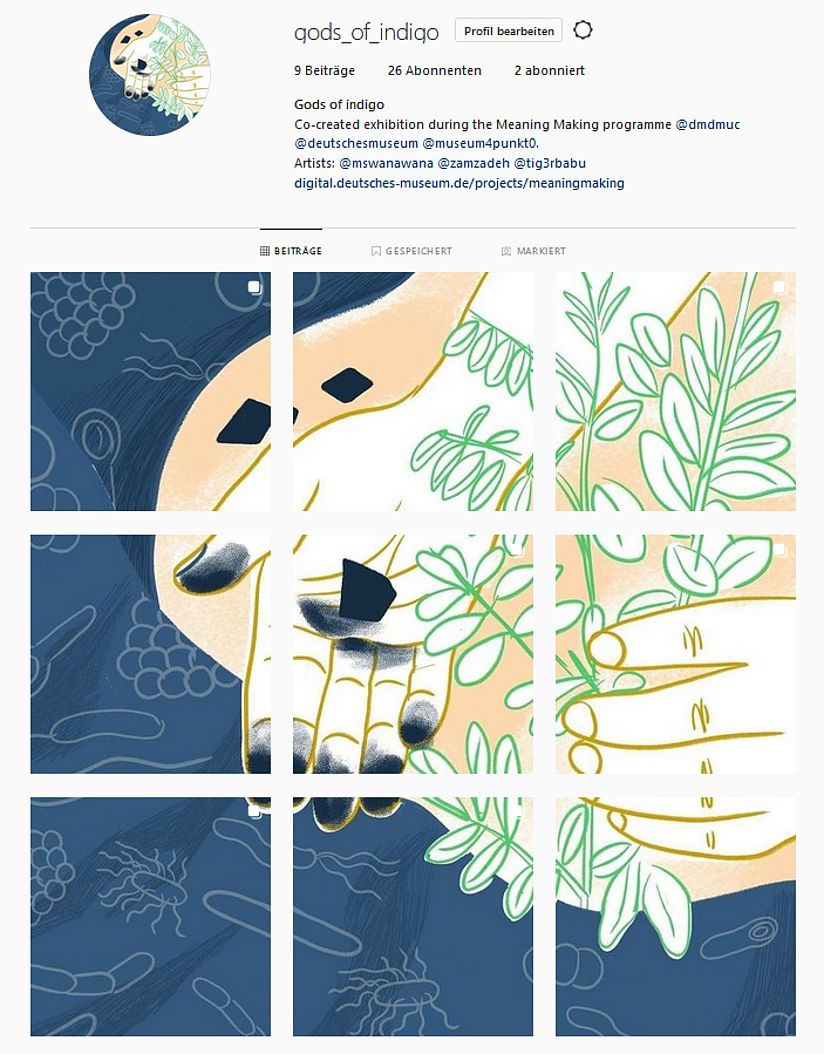 Screenshot der Instagram-Aussteellung zeigt 9 Bildbeiträge, die zusammen ein Gesamtbild ergeben. 