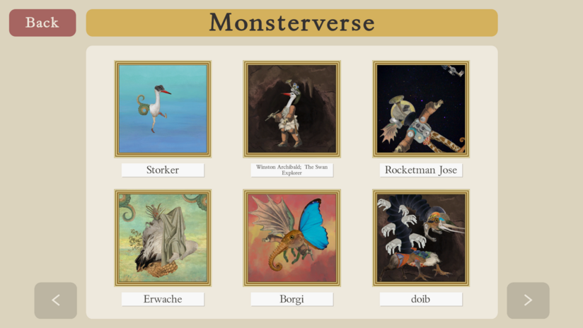Screenshot "Monsterverse". Im Monsterverse befinden sich alle veröffentlichte Monster.