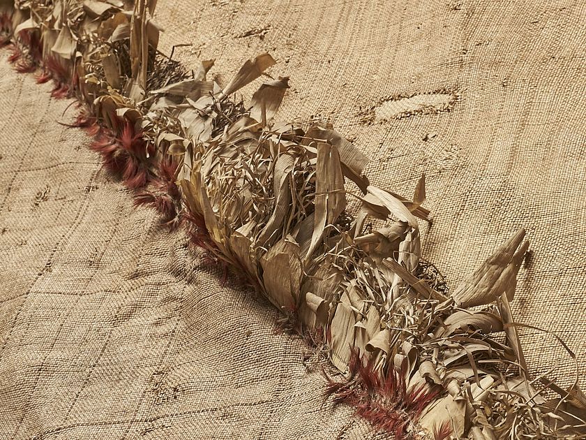 Deutsches Museum Inv.-Nr. 32882: "Samoanische Bastmatte aus dem Besitz des Häuptlings Mataafa", Detailaufnahme.