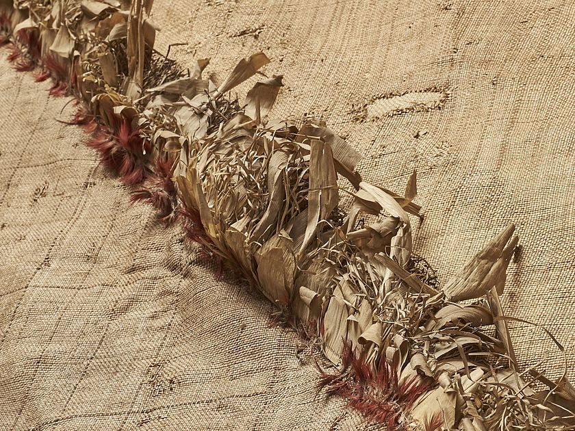 Deutsches Museum Inv.-Nr. 32882: "Samoanische Bastmatte aus dem Besitz des Häuptlings Mataafa", Detailaufnahme.