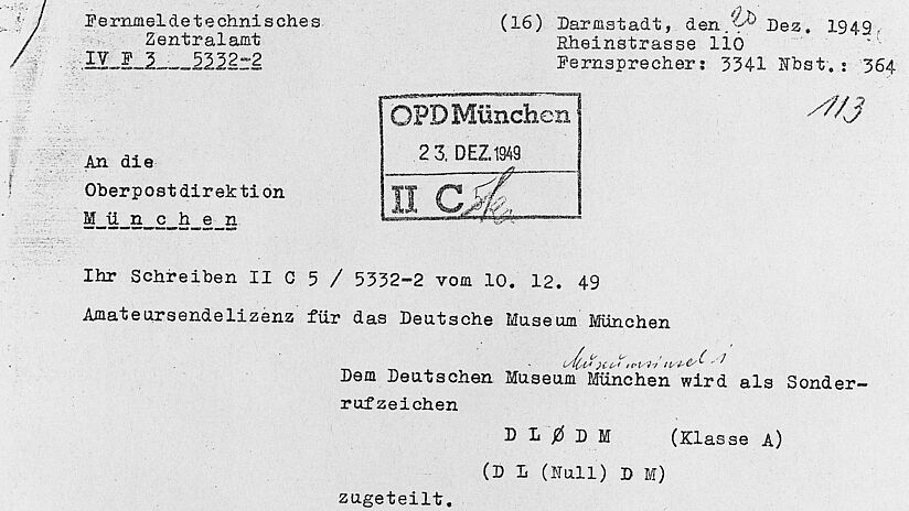 Bescheid über die Erteilung der Amateursendelizenz.