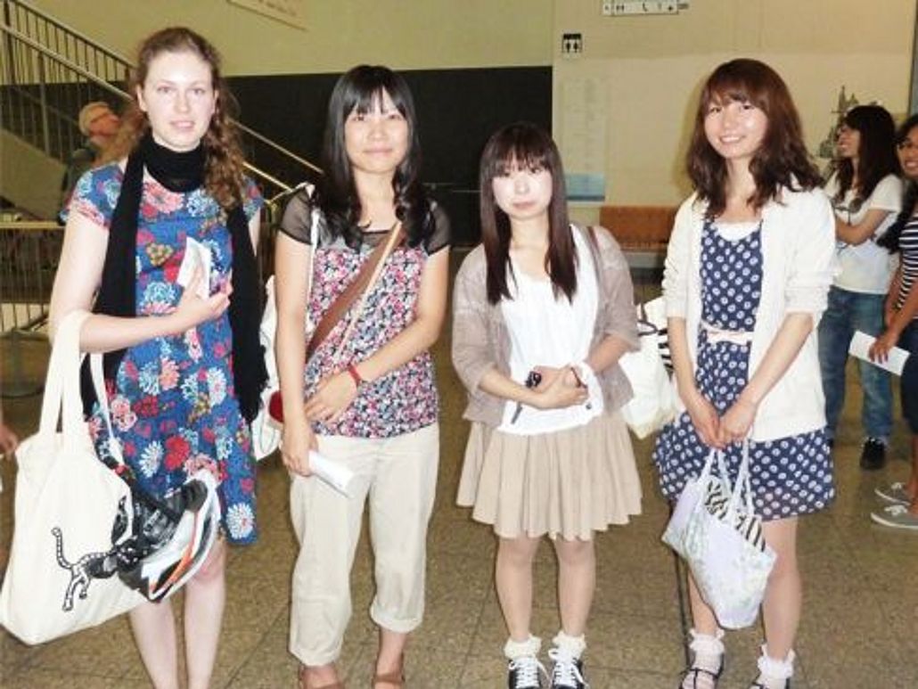 Lisa from Germany with her friend Miho from Japan and other friends.