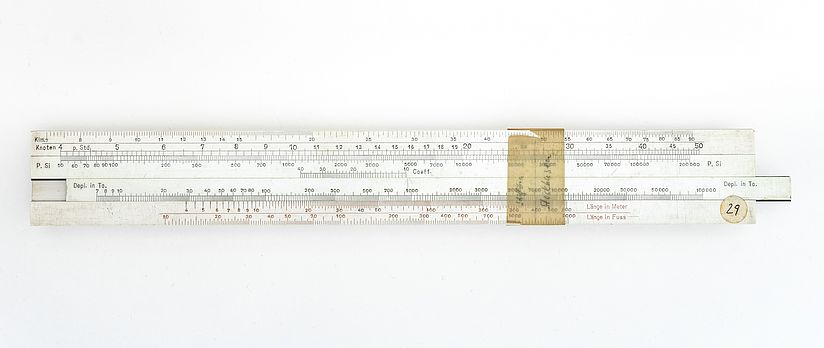 Spezialrechenschieber nach einem Entwurf Carl Stockhusens