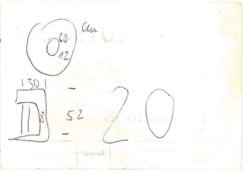 Scan der bei der Restaurierung im Januar 1980 angefertigten Skizze der Malerwerkstatt.