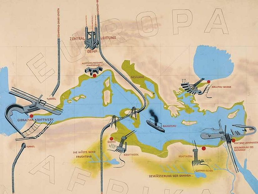 Übersichtskarte von Atlantropa.