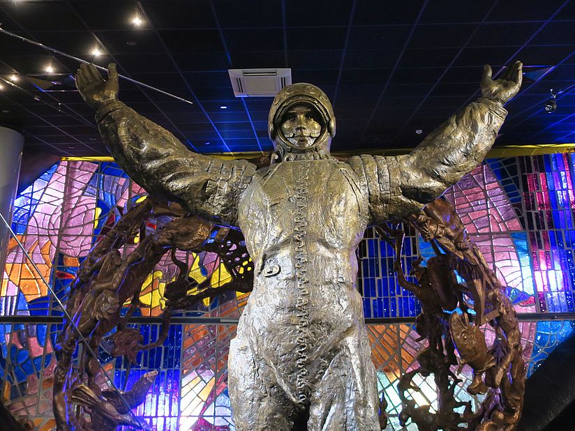Gagarin-Statue im Museum der Kosmonautik in Moskau.