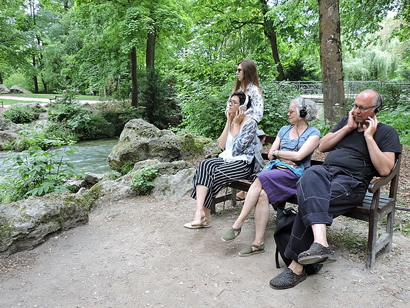 Testlauf für die Audioführung „Stimmenspur“.