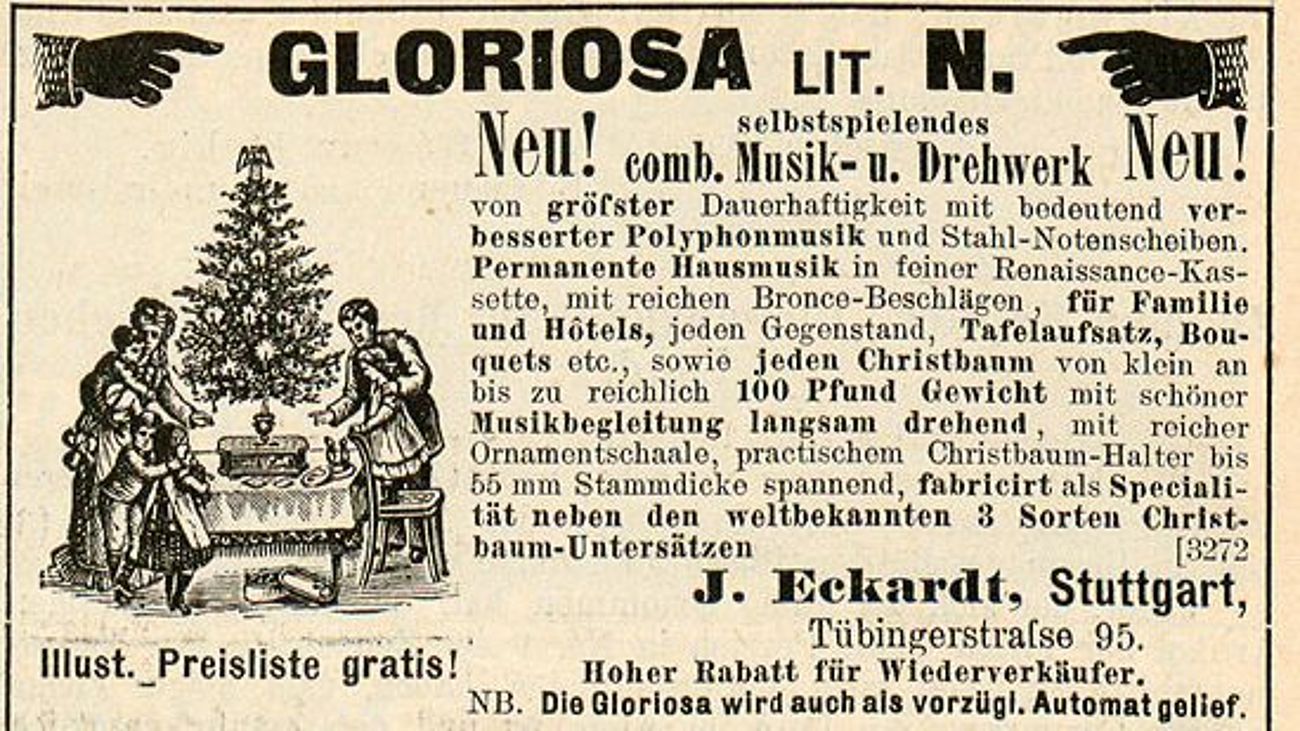 Werbeanzeige die „Gloriosa“ aus dem Jahr 1895.