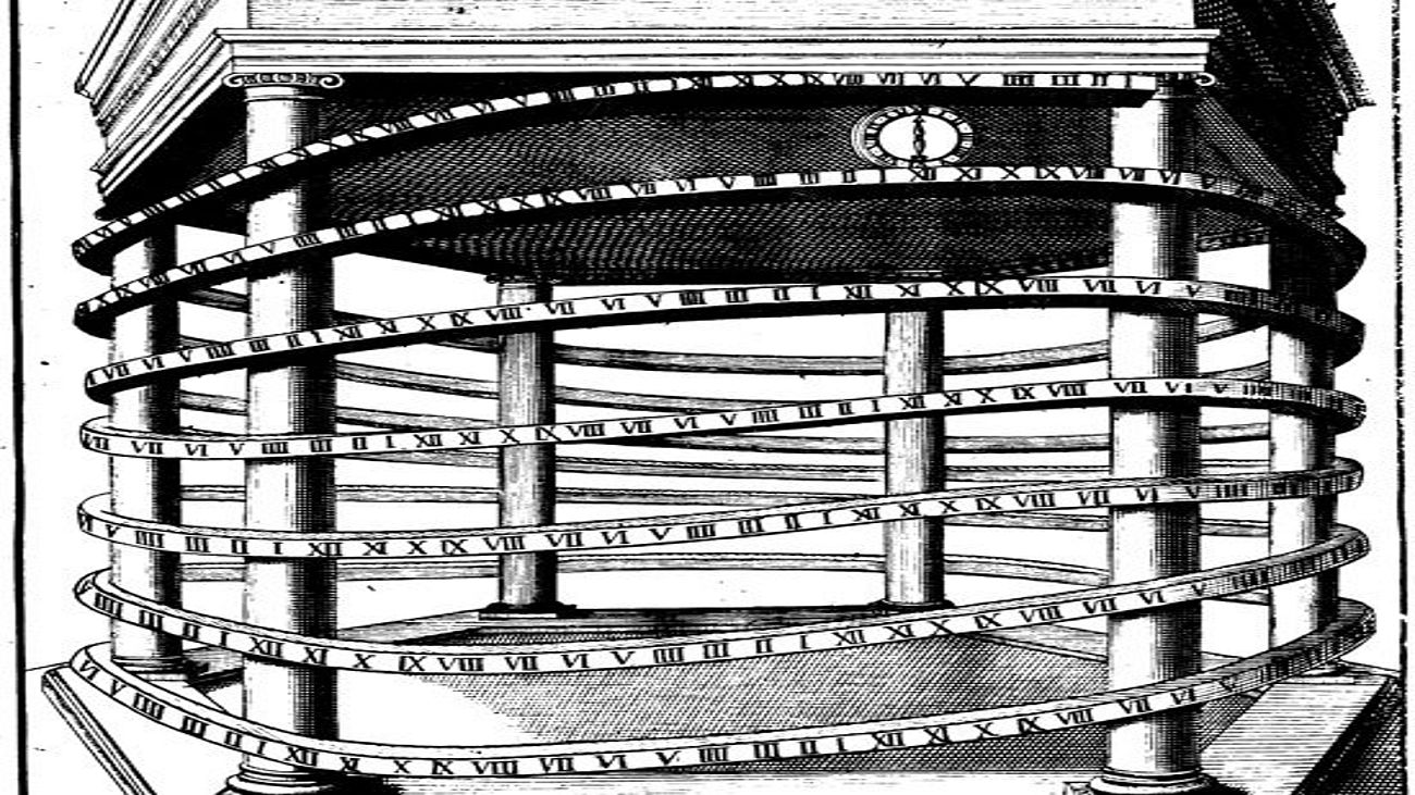 Der französische Erfinder Nicolas Grollier de Servière (1596–1689) schlug eine Schraubenbahn vor, damit die Rolluhr mehrere Wochen lang genutzt werden konnte. Quelle: Google Books (http://books.google.de/books?id=k-NhuS8pwz8C&hl=de&pg=PA195#v=onepage&q&f=false).