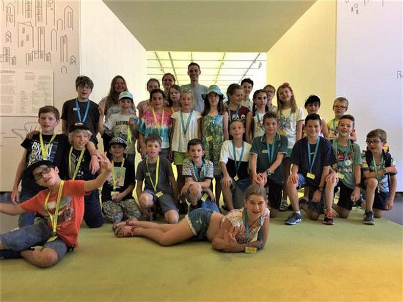 Teilnehmer*innen des Ferienprogramms 2018 in der Sonderausstellung energie.wenden.